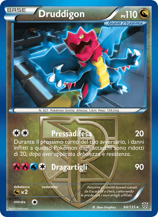 Druddigon, card 94 from Uragano Plasma