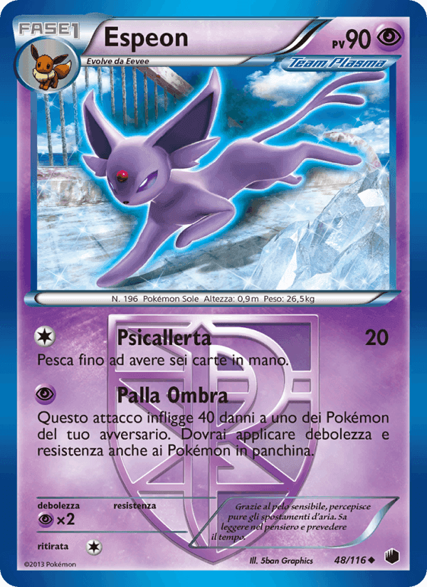 Espeon, carta 48 di Glaciazione Plasma