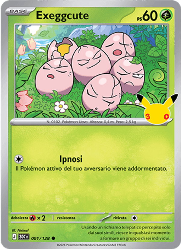 Exeggcute, carta 001 di 30° Anniversario