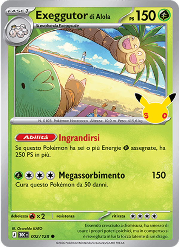 Exeggutor di Alola, carta 002 di 30° Anniversario