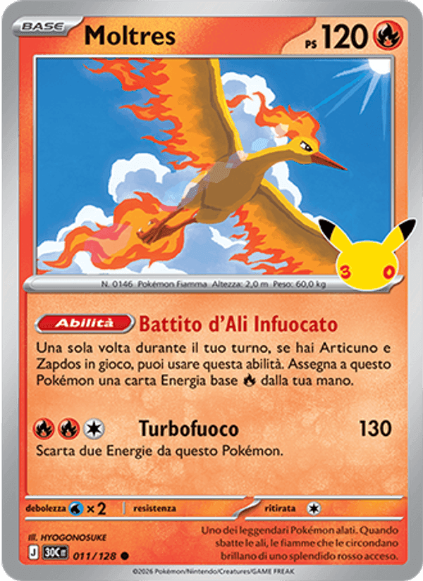 Moltres, carta 011 di 30° Anniversario