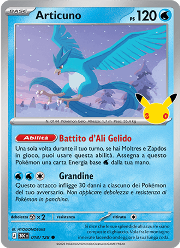 Articuno, card 018 from 30° Anniversario