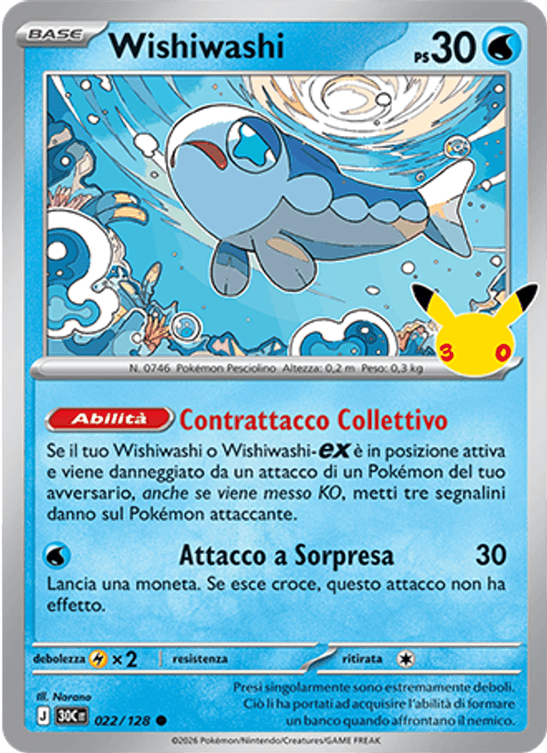 Wishiwashi, carta 022 di 30° Anniversario