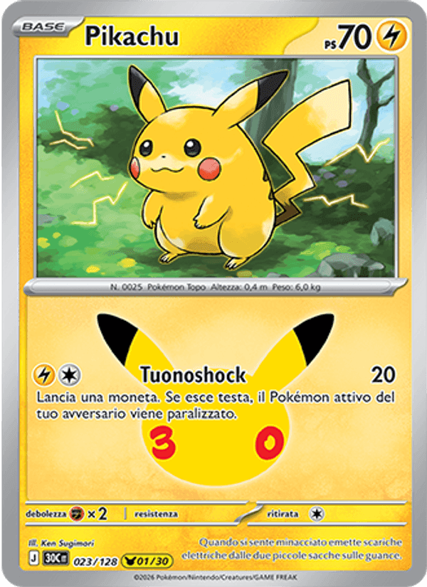 Pikachu, carta 023 di 30° Anniversario