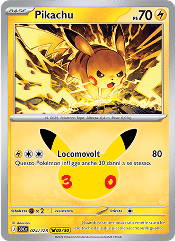 Pikachu, carta 024 di 30° Anniversario