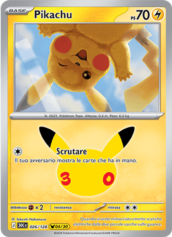Pikachu, carta 026 di 30° Anniversario