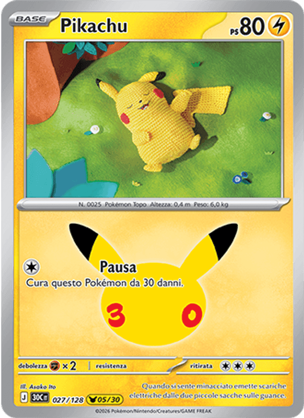 Pikachu, carta 027 di 30° Anniversario