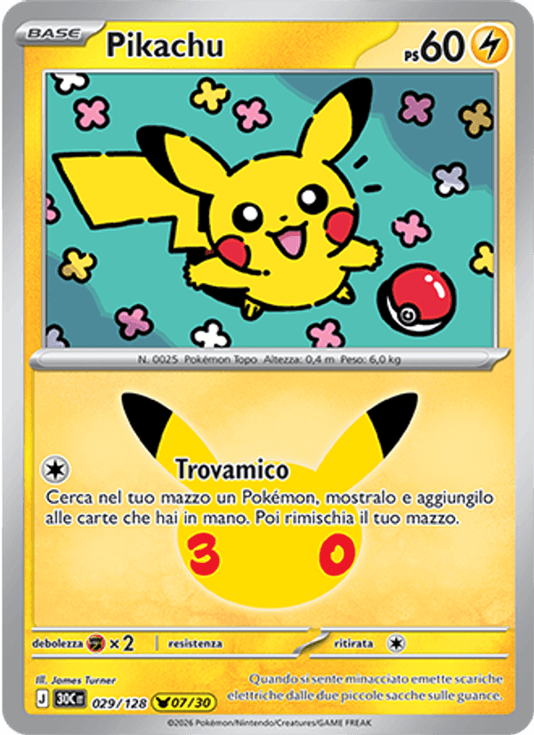 Pikachu, carta 029 di 30° Anniversario