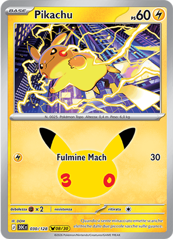 Pikachu, carta 030 di 30° Anniversario