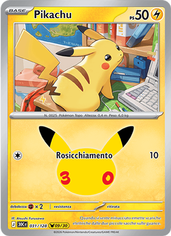 Pikachu, carta 031 di 30° Anniversario