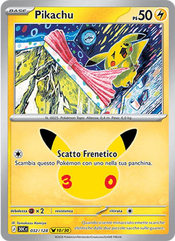 Pikachu, carta 032 di 30° Anniversario