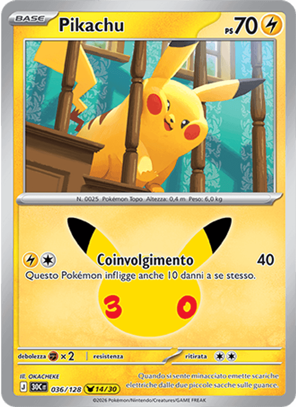 Pikachu, carta 036 di 30° Anniversario
