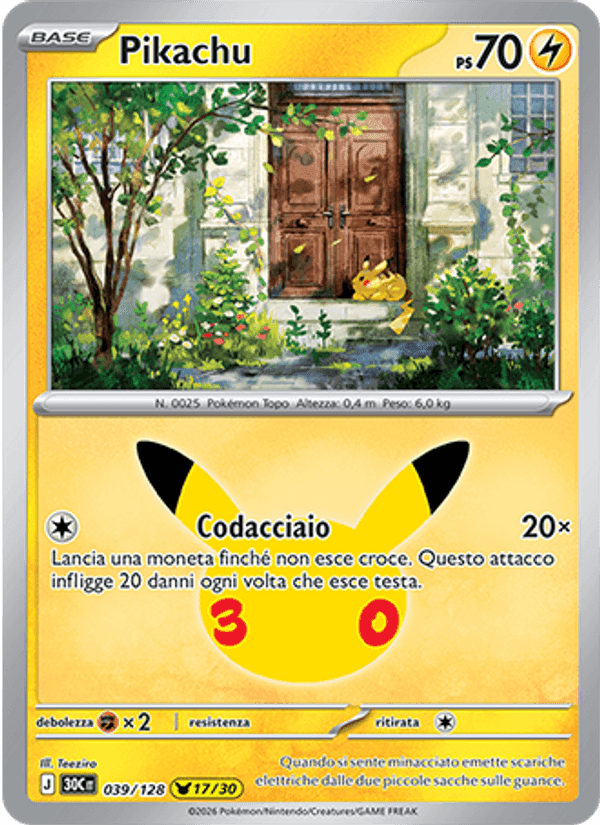 Pikachu, carta 039 di 30° Anniversario