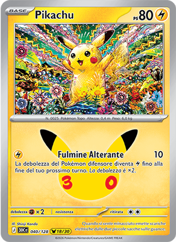 Pikachu, carta 040 de 30° Anniversario