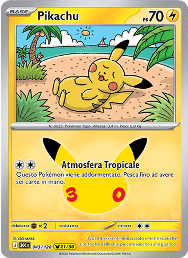 Pikachu, carta 043 di 30° Anniversario