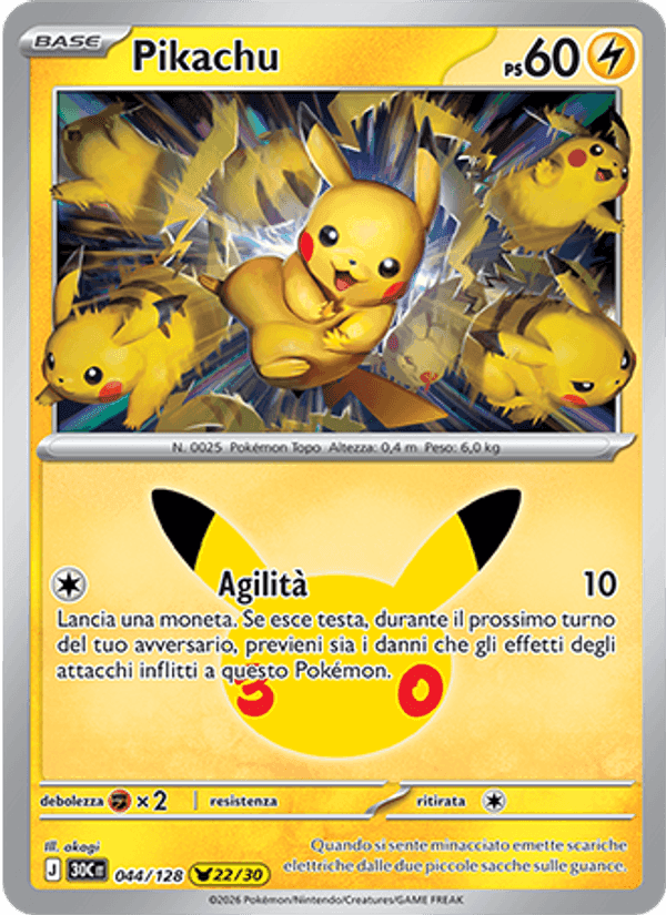 Pikachu, carta 044 di 30° Anniversario