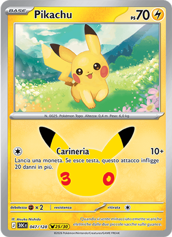 Pikachu, carta 047 di 30° Anniversario