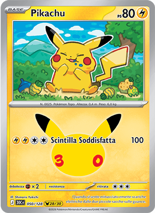 Pikachu, carta 050 di 30° Anniversario