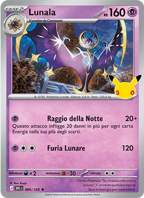 Lunala, carta 080 de 30° Anniversario