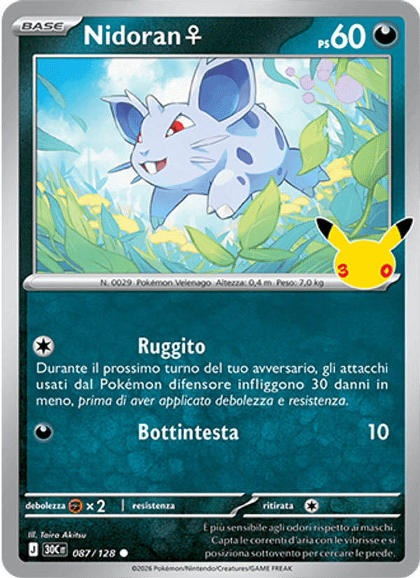 Nidoran♀, card 087 from 30° Anniversario