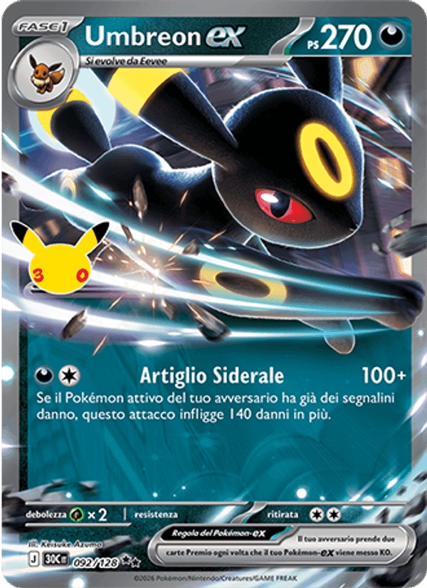 Umbreon-ex, carta 092 di 30° Anniversario
