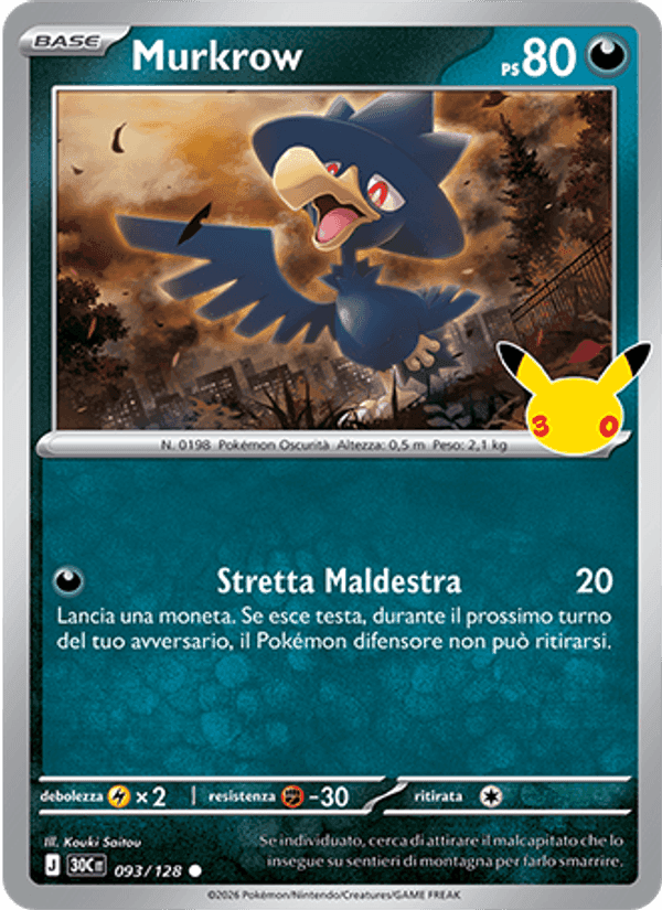 Murkrow, carta 093 di 30° Anniversario