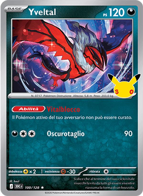 Yveltal, carta 100 de 30° Anniversario