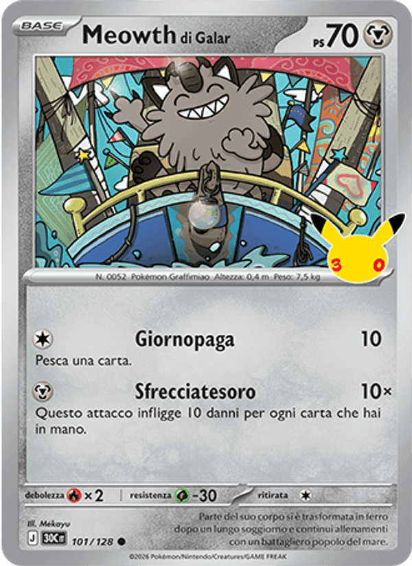 Meowth di Galar, carta 101 di 30° Anniversario