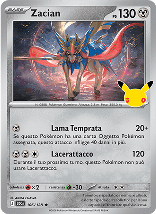 Zacian, carta 106 de 30° Anniversario