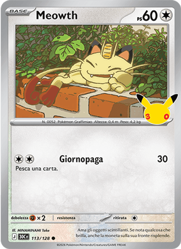 Meowth, carta 113 di 30° Anniversario