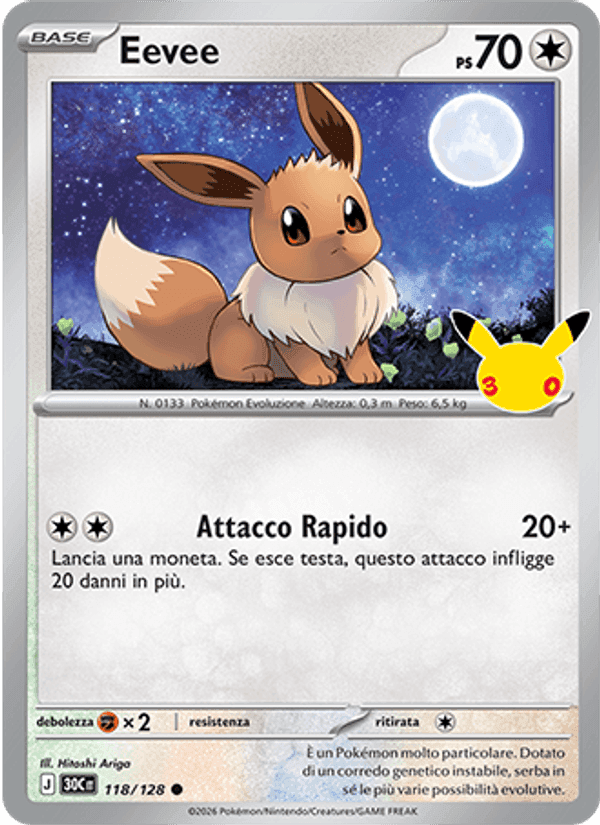 Eevee, card 118 from 30° Anniversario