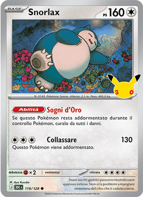 Snorlax, carta 119 di 30° Anniversario