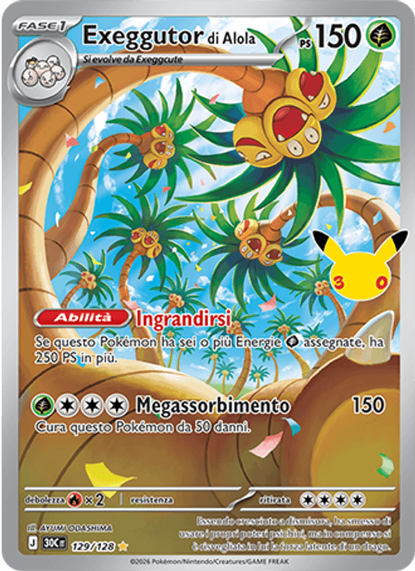 Exeggutor di Alola, carta 129 di 30° Anniversario