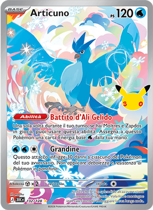 Articuno, carta 132 di 30° Anniversario