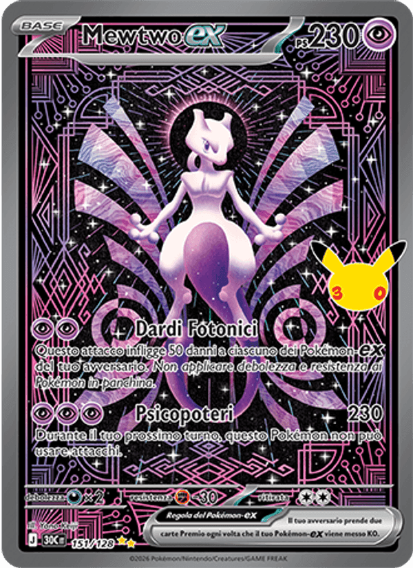 Mewtwo-ex, carta 151 de 30° Anniversario