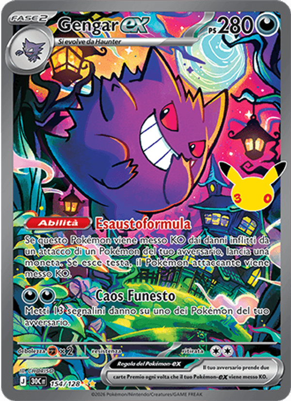 Gengar-ex, card 154 from 30° Anniversario