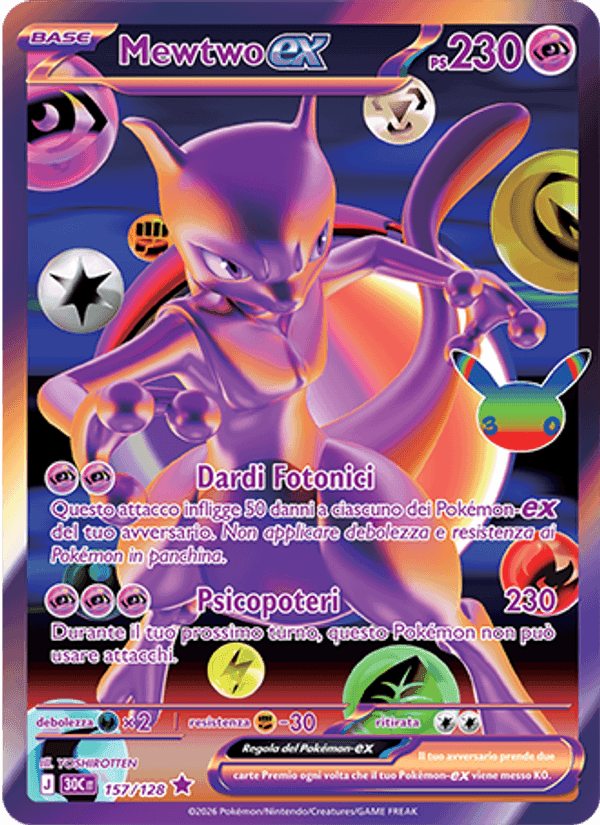 Mewtwo-ex, card 157 from 30° Anniversario