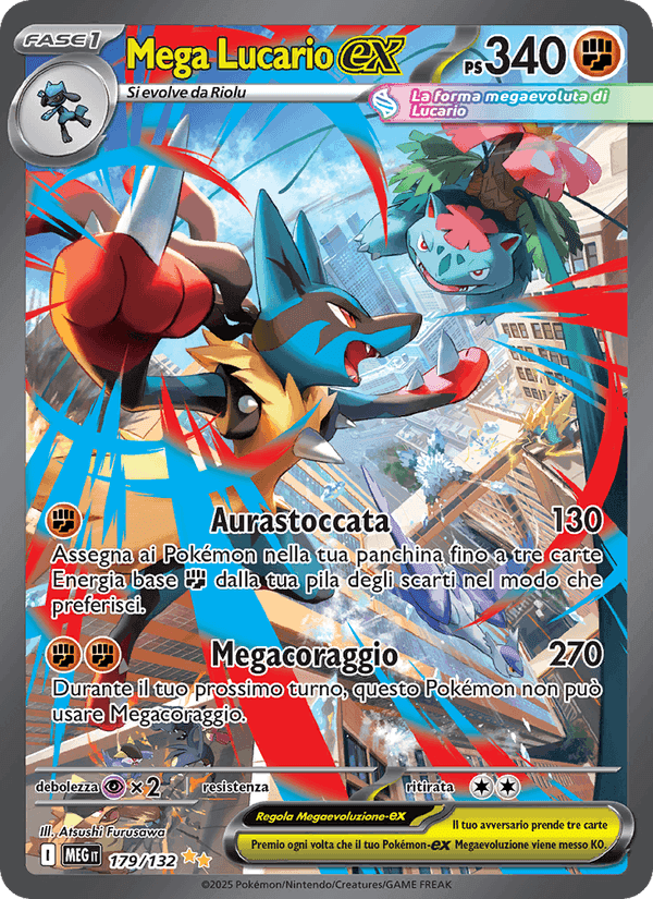 Mega Lucario-ex, card 179 from Megaevoluzione