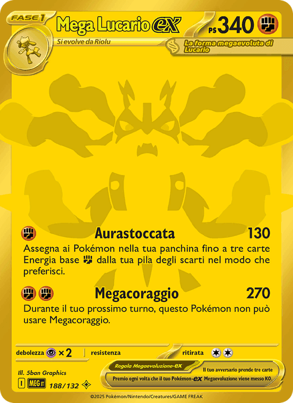 Mega Lucario-ex, carte 188 de Megaevoluzione