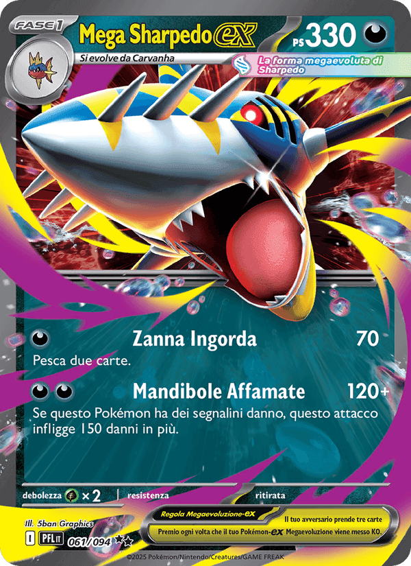 Mega Sharpedo-ex, carta 061 de Fiamme Spettrali