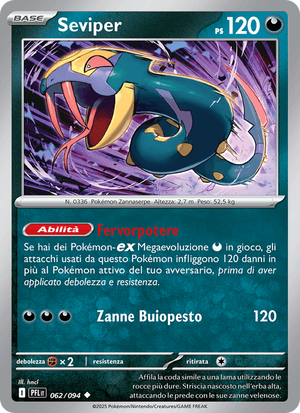 Seviper, card 062 from Fiamme Spettrali