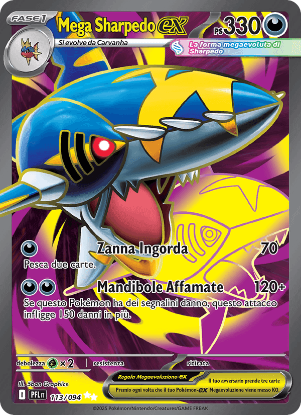 Mega Sharpedo-ex, card 113 from Fiamme Spettrali
