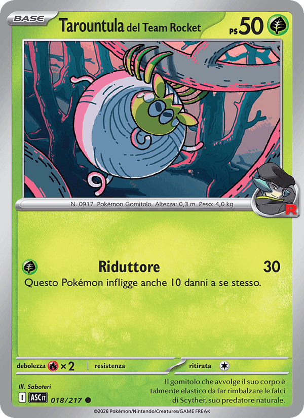 Tarountula del Team Rocket, card 018 from Ascesa Eroica