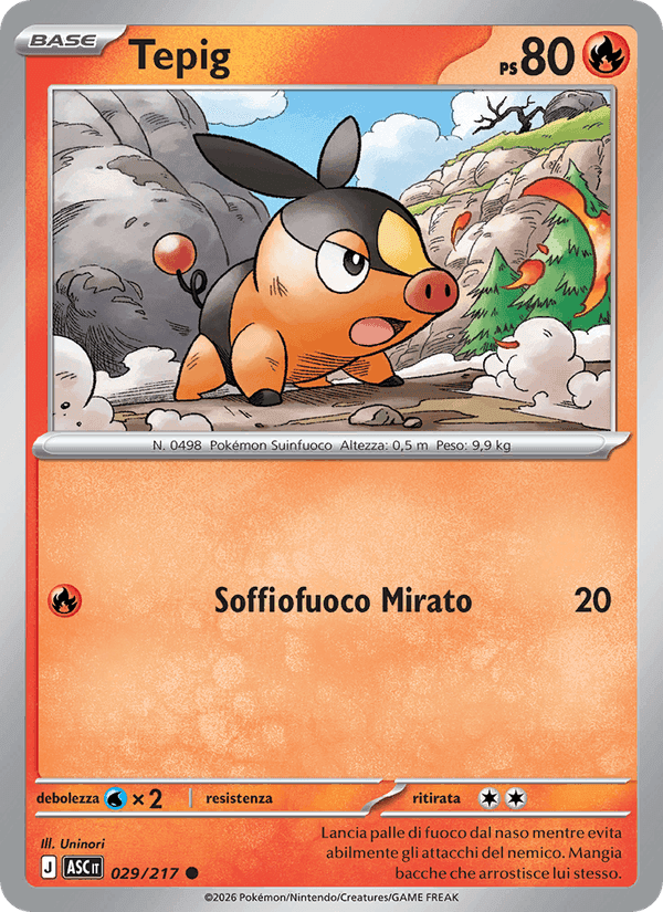 Tepig, carta 029 di Ascesa Eroica