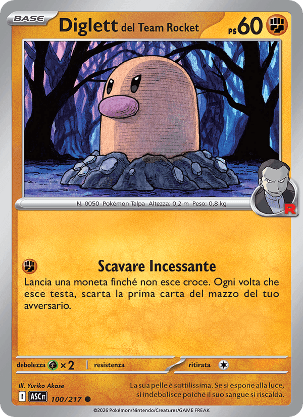 Diglett del Team Rocket, carta 100 di Ascesa Eroica