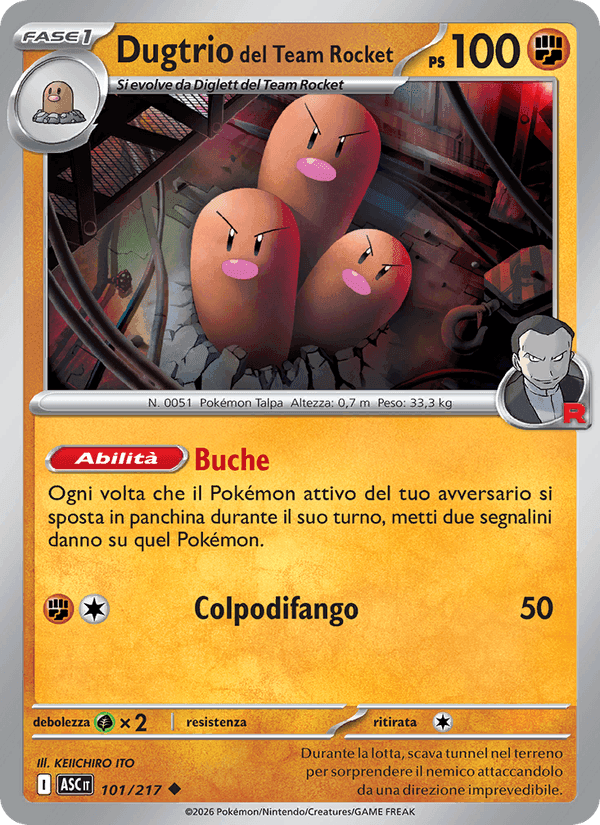 Dugtrio del Team Rocket, card 101 from Ascesa Eroica