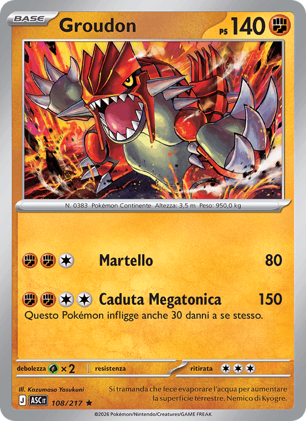 Groudon, carta 108 di Ascesa Eroica