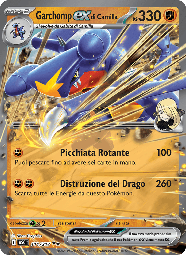 Garchomp-ex di Camilla, carta 111 di Ascesa Eroica