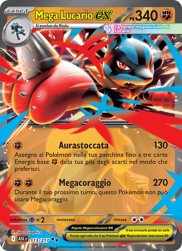 Mega Lucario-ex, card 113 from Ascesa Eroica
