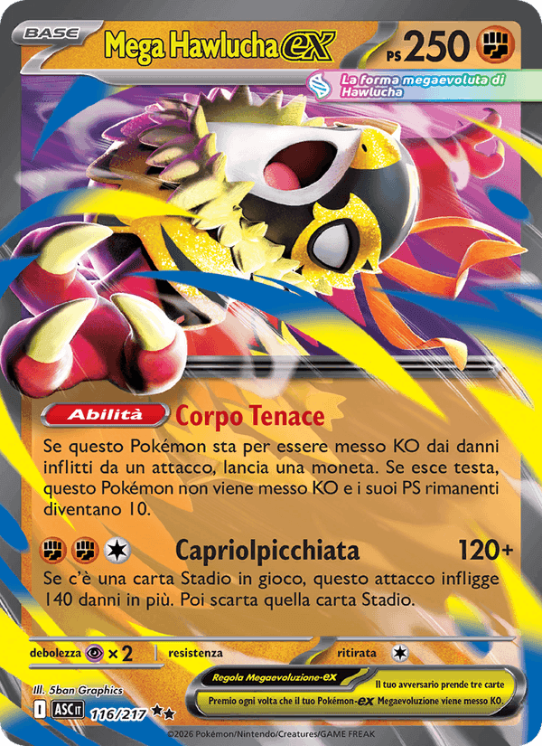 Mega Hawlucha-ex, carta 116 di Ascesa Eroica